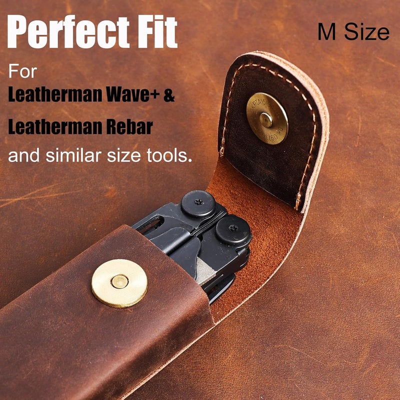 topstache Leather Multitool Sheath - Multitool Holster for Belt - Belt Loop Multitool Pouch - Magnetic Closure Tool Pouch Case, - Image 4